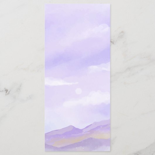 Boho薄紫ナイトマウンテンランドスケープ結婚のメニュー メニュー (裏面)