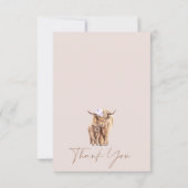 Boho薄紫フローラアーチハイランドカウベイビーシャワー サンキューカード (裏面)