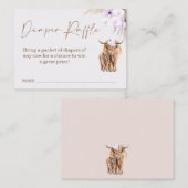 Boho薄紫牛ベビーシャワーおむつラッフルインサート 名刺 (正面/裏面)