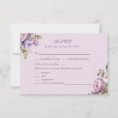 Boho薄紫牡丹&ワイルドフラワーウェディングRSVPカード サンキューカード (正面)
