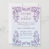 Boho薄紫装飾用レズ結婚ビアン 招待状 (正面)