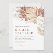 Boho蘭と乾燥パーム葉結婚の 招待状 (正面)