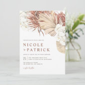 Boho蘭と乾燥パーム葉結婚の 招待状 (スタンド正面)