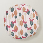 Boho蝶と葉のパターン枕 ラウンドクッション (裏面)