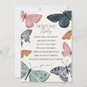 Boho蝶の赤ちゃんシャワー言わないベビーゲーム 招待状 (正面)