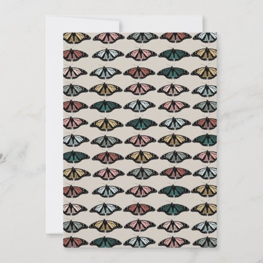 Boho蝶男女兼用赤ちゃんシャワー 招待状 (裏面)