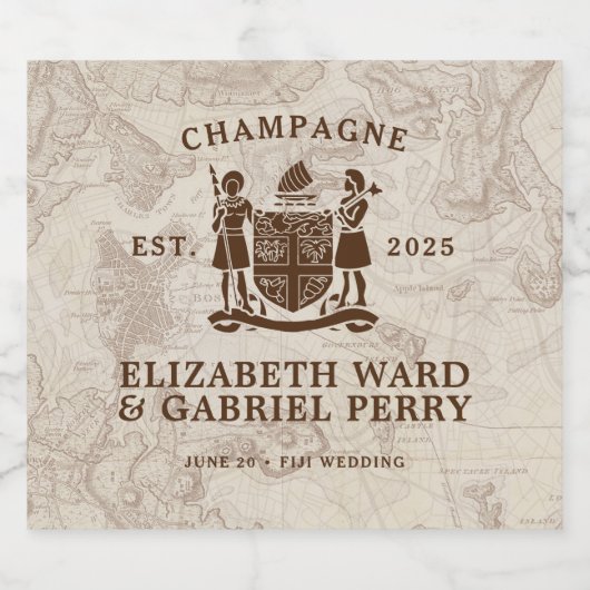 Boho行き先ウェディングフィジー スパークリングワインラベル (シングルラベル)