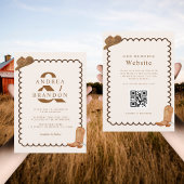 Boho西アンパサンド波状フレームQrコード結婚s 招待状