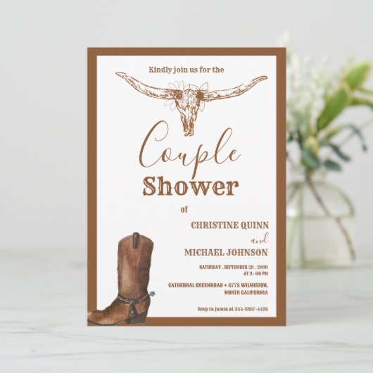 Boho西エレガントカウボーイカップルのショー 招待状 (スタンド正面)