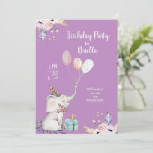 Boho象の誕生会 + 年齢/変更色 招待状 (スタンド正面)