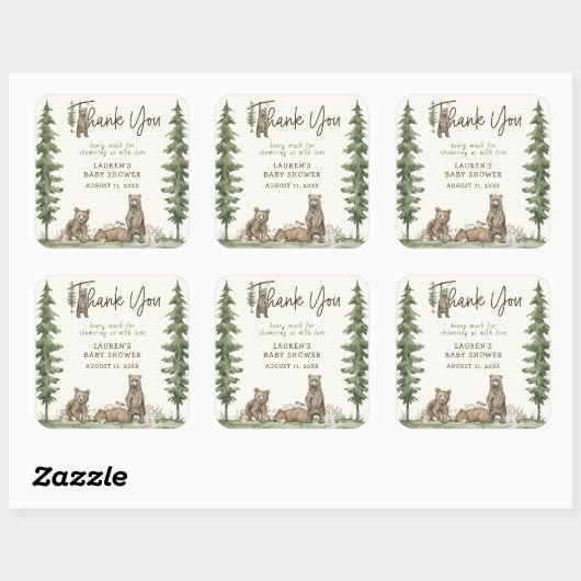 Boho赤ちゃんシャワー我々は心から待つことができる感謝 スクエアシール (シート)