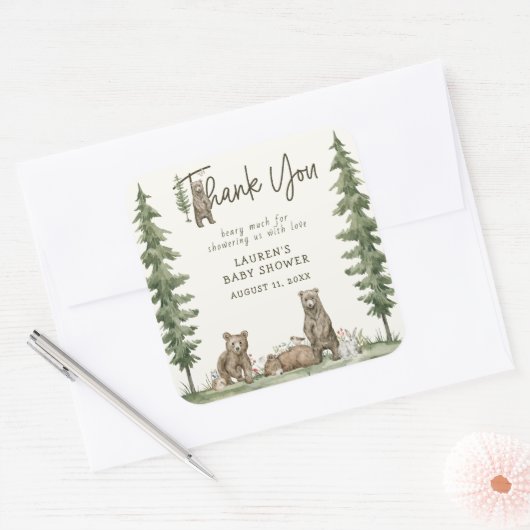 Boho赤ちゃんシャワー我々は心から待つことができる感謝 スクエアシール (封筒)