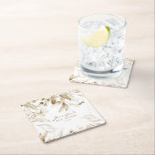 Boho赤ちゃんシャワー、セピア静物フローラドロップ、 スクエアペーパーコースター (インサイチュ)