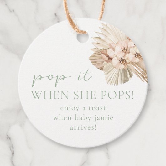 Boho赤ちゃんポップ・アートのがシャワー彼女はポップメッセージカード フェイバータグ (正面)