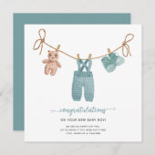 BOHO赤ちゃん服おめでとうカード (正面/裏面)