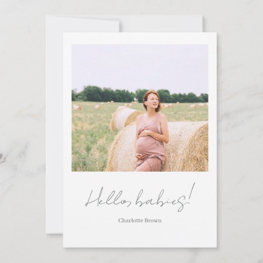 Boho赤ちゃん服の花写真双子赤ちゃんシャワー 招待状 (裏面)