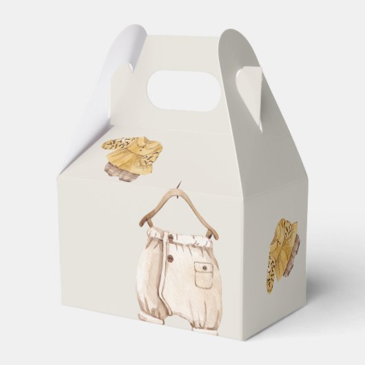 Boho赤ちゃん服クリーム双子ベビーシャワー フェイバーボックス (裏面サイド)