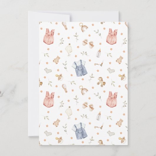 Boho赤ちゃん服ジェンダー発表 招待状 (裏面)