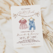 Boho赤ちゃん服ピンクブルージェンダーの表示 招待状