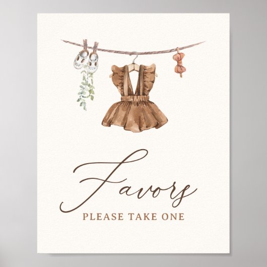 Boho赤ちゃん服女の子の赤ちゃんシャワー好意サイン ポスター (正面)