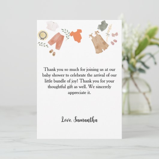Boho赤ちゃん服感謝してい君の赤ちゃんシャワー サンキューカード (スタンド正面)