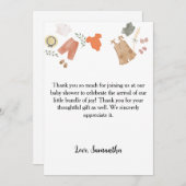 Boho赤ちゃん服感謝してい君の赤ちゃんシャワー サンキューカード (正面/裏面)