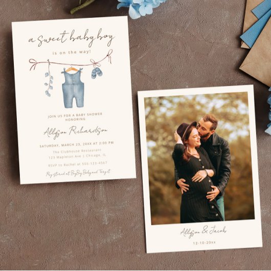 Boho赤ちゃん服甘い男の赤ちゃん赤ちゃんシャワー 招待状