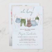 Boho赤ちゃん服甘い男の赤ちゃん赤ちゃんシャワー 招待状 (正面/裏面)