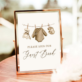 Boho赤ちゃん服Boy赤ちゃんシャワーゲストブックサイン ポスター