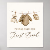Boho赤ちゃん服Boy赤ちゃんシャワーゲストブックサイン ポスター (正面)