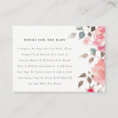 Boho赤ピンクのバラ花の本ベイビーシャワー エンクロージャーカード (正面)