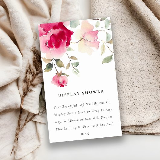 Boho赤ピンクローズフローラディスプレイベビーシャワー エンクロージャーカード