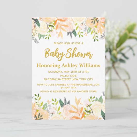 Boho赤男女兼用ちゃんシャワー白金ゴールドフローラ 招待状 (スタンド正面)