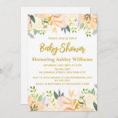 Boho赤男女兼用ちゃんシャワー白金ゴールドフローラ 招待状 (正面/裏面)