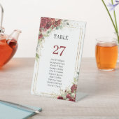 Boho赤面とブルゴーニュバラ金ゴールドテーブル番号 台座サイン (インサイチュ)