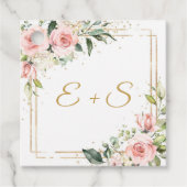 Boho赤面と金ゴールドグリーンネームイニシャルメッセージカード フェイバータグ (正面)