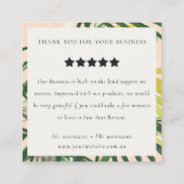 Boho赤面グリーントロピカルパームリーフレビューのリクエスト スクエア名刺 (裏面)