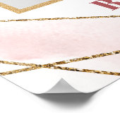 Boho赤面ピンクのバラ金ゴールド赤ちゃんシャワー写真支柱 ポスター (角)