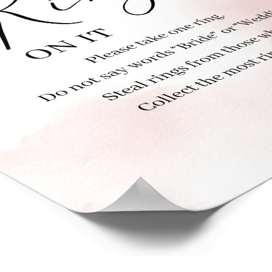 Boho赤面ピンクのフローラ金ゴールドがリングを付けたそのサイン ポスター (角)