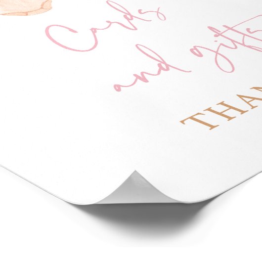 Boho赤面ピンクカード&ギフトベビーシャワーサイン ポスター (角)