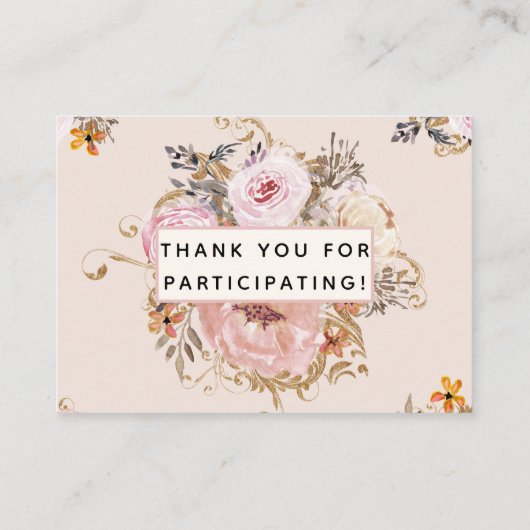 BOHO赤面ピンクピーチフローラ赤ちゃんシャワーブック 名刺