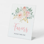 Boho赤面ピンクフローラシャワー好意サイン 台座サイン (正面)