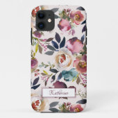 Boho赤面ピンクフローラ名Water color Case-Mate iPhoneケース (裏面)