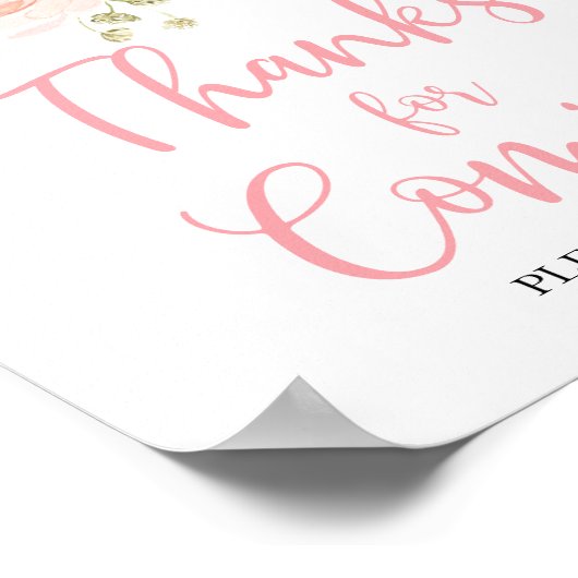 Boho赤面ピンクフローラ感謝していシャワーfor 来s ポスター (角)