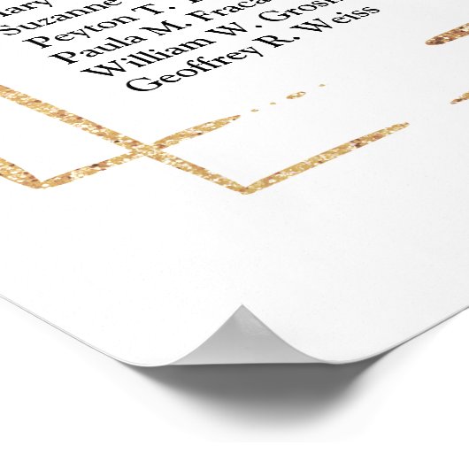 Boho赤面ピンクフローラ結婚金ゴールドの座席表 ポスター (角)