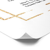 Boho赤面ピンクフローラ結婚金ゴールドの座席表 ポスター (角)