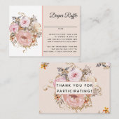 BOHO赤面ピンクフローラ赤ちゃんシャワーおむつラッフル 名刺 (正面/裏面)