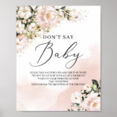 Boho赤面ピンクフローラ金ゴールドはベビー記号を言わない ポスター (正面)