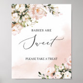 Boho赤面ピンクフローラ金ゴールドベビーは甘いサイン ポスター (正面)