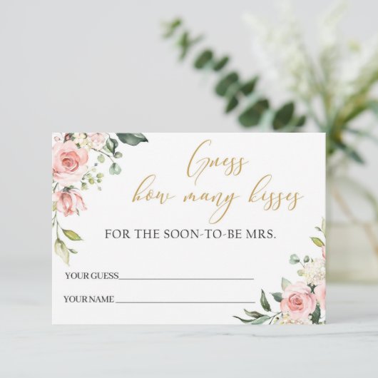 Boho赤面ピンクフローラ金ゴールド数キス エンクロージャーカード (スタンド正面)